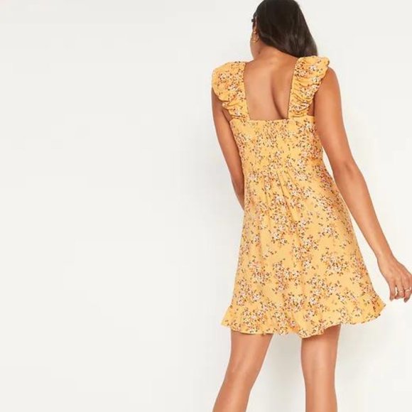 Old Navy Fit and Flare Puff-Sleeve Floral-Print Dress for Women New - Picture 5 of 8